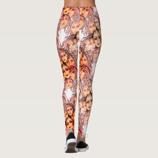 Pop Art Anime Pattern met Feminine Elements Leggings (Achterkant)