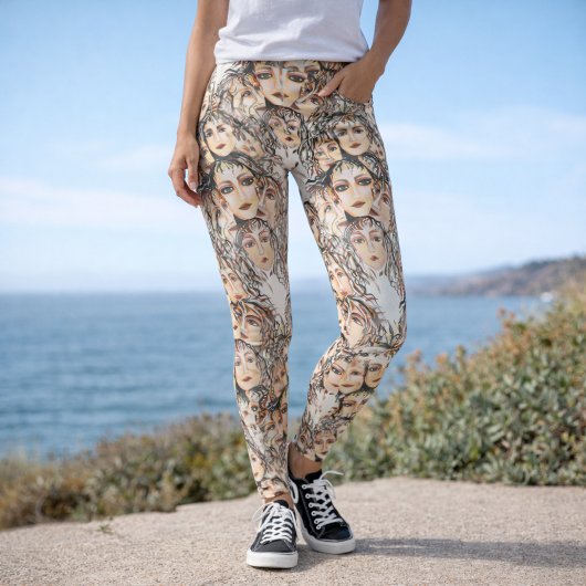 Pop Art Anime Pattern met Feminine Elements Leggings