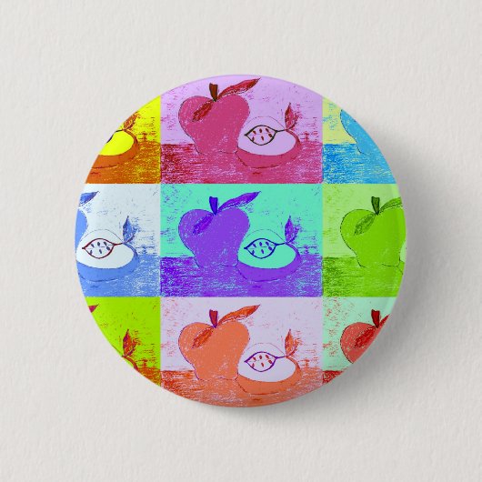 Pop Art Appel Ronde Button 5,7 Cm (Voorkant)