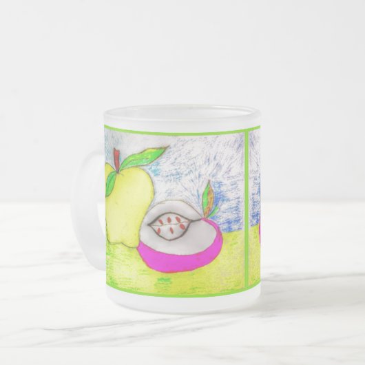 Pop Art Appels Frosted Mok (Voorkant links)