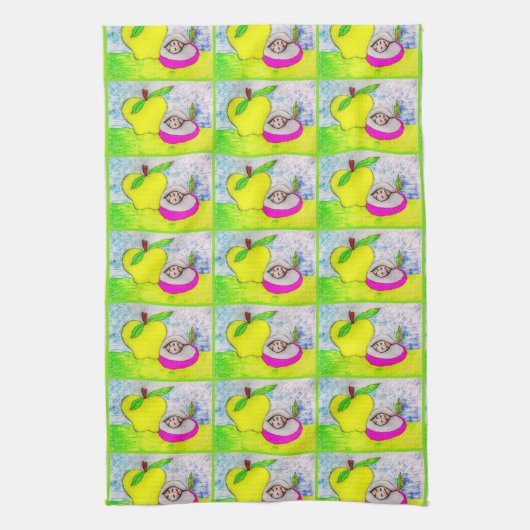 Pop Art Apple Kitchen Towel Theedoek (Verticaal)