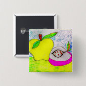 Pop Art Apples Vierkante Button 5,1 Cm (Voorkant /achterkant)