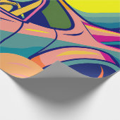 Pop Art Astronaut Driving Rocket Car Cadeaupapier (Hoek)