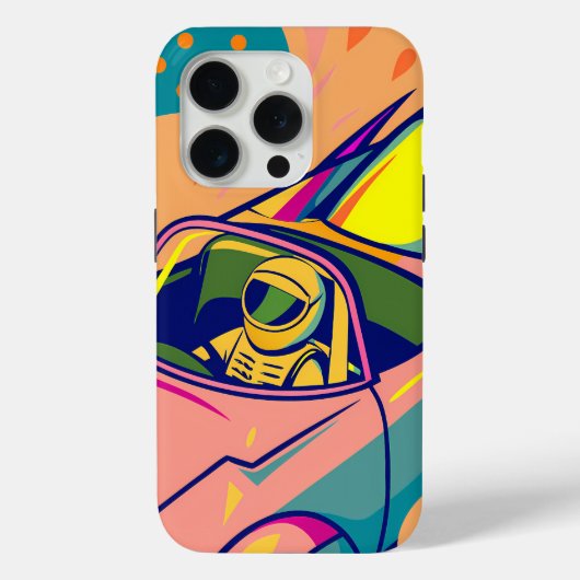 Pop Art Astronaut Driving Rocket Car Case-Mate iPhone Case (Achterkant)