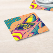 Pop Art Astronaut Driving Rocket Car Kartonnen Onderzetters (Schuin)
