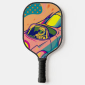 Pop Art Astronaut Driving Rocket Car Pickleball Paddle (Achterkant)