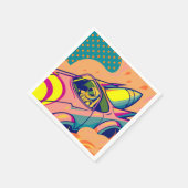Pop Art Astronaut Driving Rocket Car Servet (Hoek)