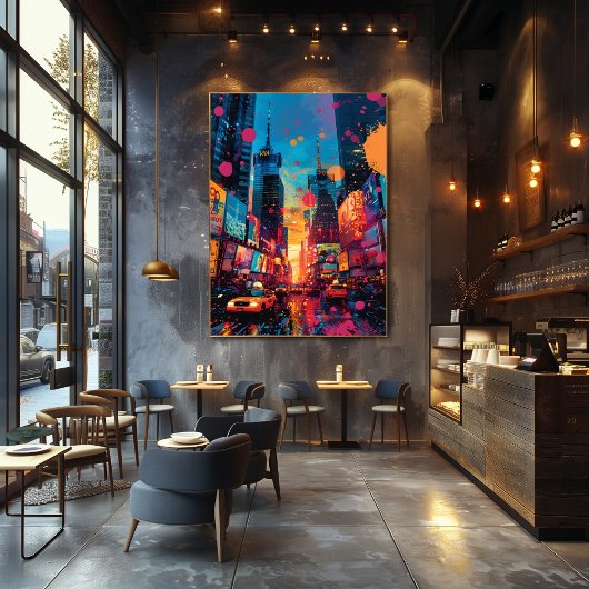 Pop Art: Atardecer en la Ciudad Foto Afdruk