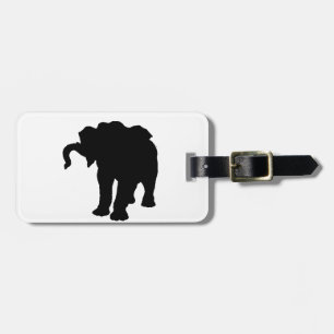 Pop Art Baby Elephant Silhouette Bagagelabel