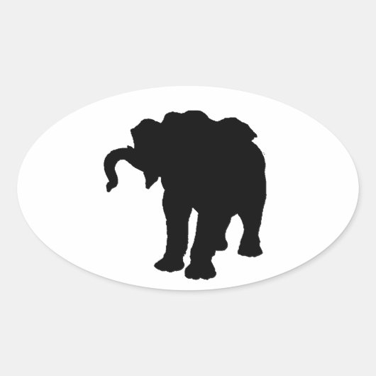 Pop Art Baby Elephant Silhouette Ovale Sticker (Voorkant)