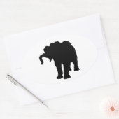 Pop Art Baby Elephant Silhouette Ovale Sticker (Envelop)