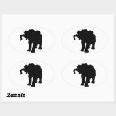Pop Art Baby Elephant Silhouette Ovale Sticker (Vel)