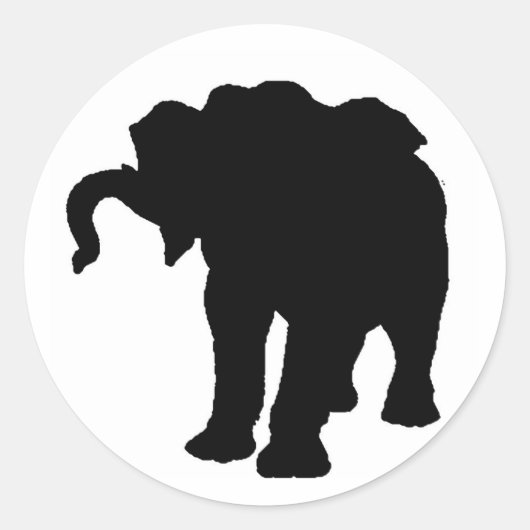 Pop Art Baby Elephant Silhouette Ronde Sticker (Voorkant)