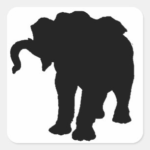 Pop Art Baby Elephant Silhouette Vierkante Sticker