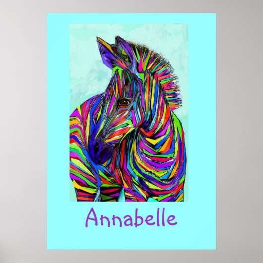 pop art baby zebra aanpasbaar poster (Voorkant)