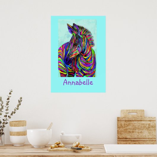 pop art baby zebra aanpasbaar poster (Keuken)