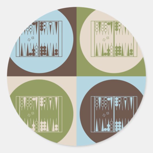 Pop Art Backgammon Ronde Sticker (Voorkant)