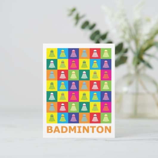Pop Art Badminton Briefkaart (Staand voorkant)