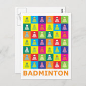 Pop Art Badminton Briefkaart (Voorkant / Achterkant)