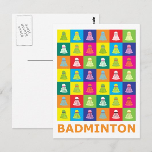 Pop Art Badminton Briefkaart (Voorkant / Achterkant)