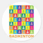Pop Art Badminton Ronde Sticker (Voorkant)