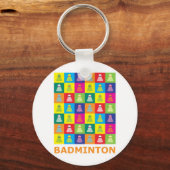 Pop Art Badminton Sleutelhanger (Voorkant)