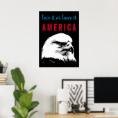 Pop Art Bald Eagle Love Verlaat Amerika Slogan Say Poster (Thuiskantoor)