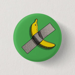 Pop Art Banaan en Duct Tape Grafisch met Halftone Ronde Button 3,2 Cm