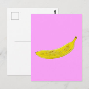 Pop Art Banaan roze achtergrond Briefkaart