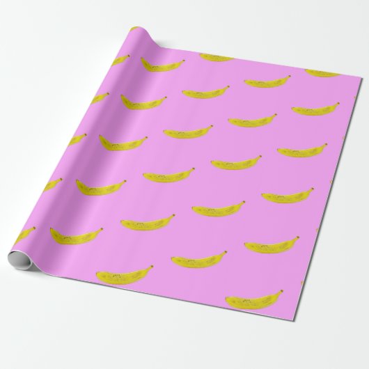 Pop Art Banana in geel Cadeaupapier (Uitgerold)