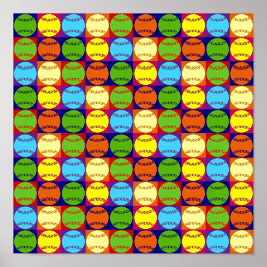 Pop Art Baseball Patroon Poster (Voorkant)