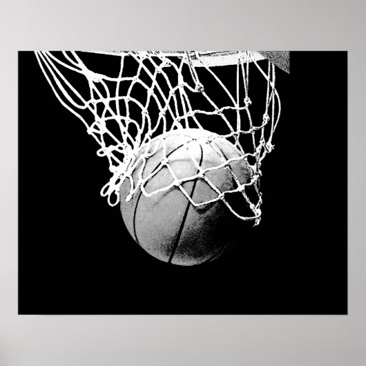 Pop Art Basketbal Bal & Net Print Poster (Voorkant)