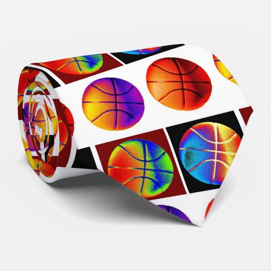 Pop Art Basketbal Custom Stropdas (Opgerold)