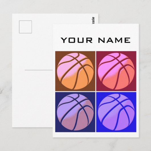 Pop Art Basketbal Jouw naam Briefkaart (Voorkant / Achterkant)