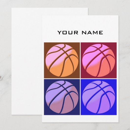 Pop Art Basketbal Jouw naam Feestdagenkaart (Voorkant / Achterkant)
