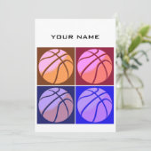 Pop Art Basketbal Jouw naam Feestdagenkaart (Staand voorkant)