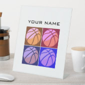 Pop Art Basketbal Jouw naam Reclamebord Met Voetstuk (Insitu)