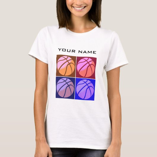 Pop Art Basketbal Jouw naam T-shirt (Voorkant)