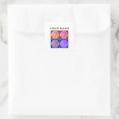 Pop Art Basketbal Jouw naam Vierkante Sticker (Tas)