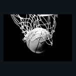 Pop Art Basketbal & Net Print Poster<br><div class="desc">Ik hou van dit spel. Populaire sporten - Afbeelding voor zwart-wit basketbalspel.</div>