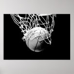 Pop Art Basketbal & Net Print Poster<br><div class="desc">Ik hou van dit spel. Populaire sporten - Afbeelding voor zwart-wit basketbalspel.</div>