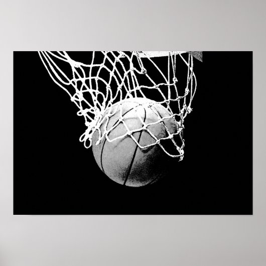 Pop Art Basketbal & Net Print Poster (Voorkant)