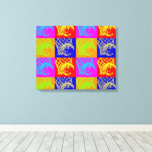 Pop Art Basketbal Uniek Trendy Ingewikkeld Canvas Afdruk (Insitu (Houten vloer))