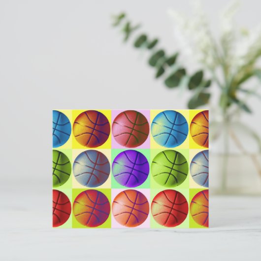 Pop Art Basketball Briefkaart (Staand voorkant)