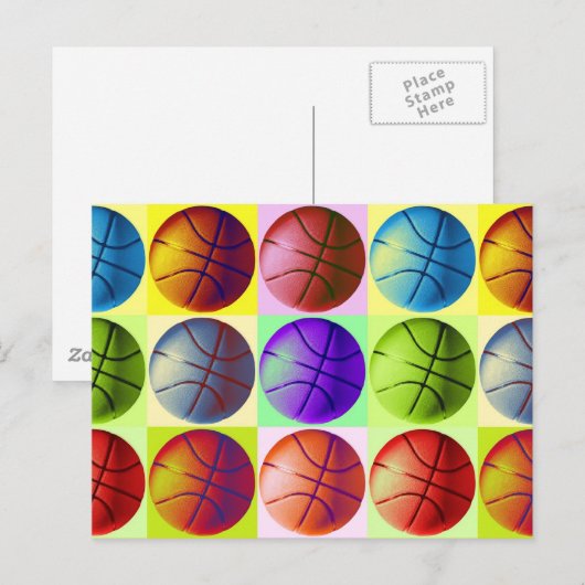 Pop Art Basketball Briefkaart (Voorkant / Achterkant)