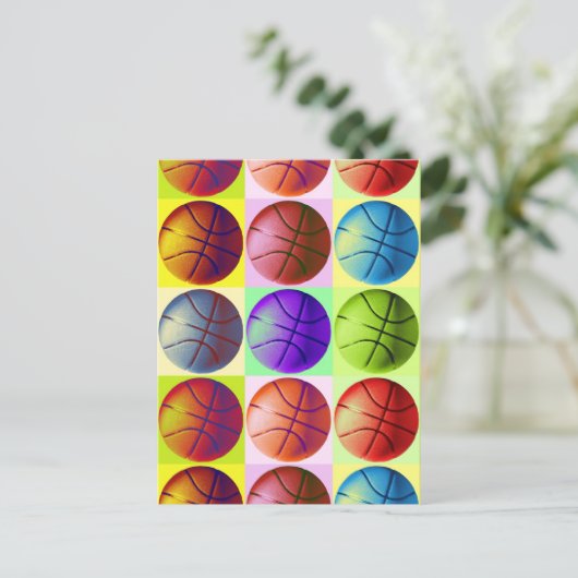 Pop Art Basketball Briefkaart (Staand voorkant)