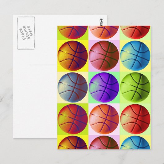 Pop Art Basketball Briefkaart (Voorkant / Achterkant)