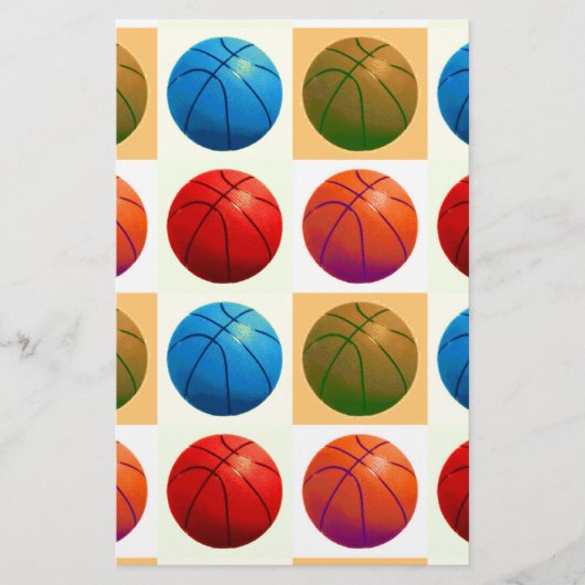 Pop Art Basketball Briefpapier (Voorkant)