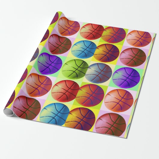 Pop Art Basketball Cadeaupapier (Uitgerold)