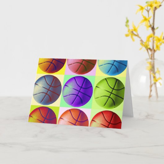 Pop Art Basketball Kaart (Gele Bloem)